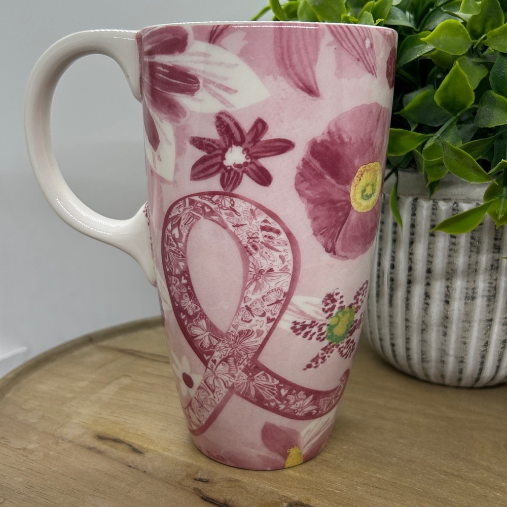 CANCER SURVIVOR 16 oz Ceramic Pink Floral Coffee Mug - Picture 3 of 8